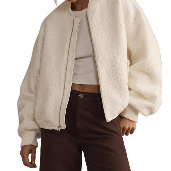 ANTHROPOLOGIE Jackets & Blazers - NEW ANTHROPOLOGIE sherpa bomber jacket in ivory